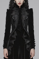 Gothic Long Puff Sleeves Hollow Womens Swallowtail Short Coat Jacket 2 Colors